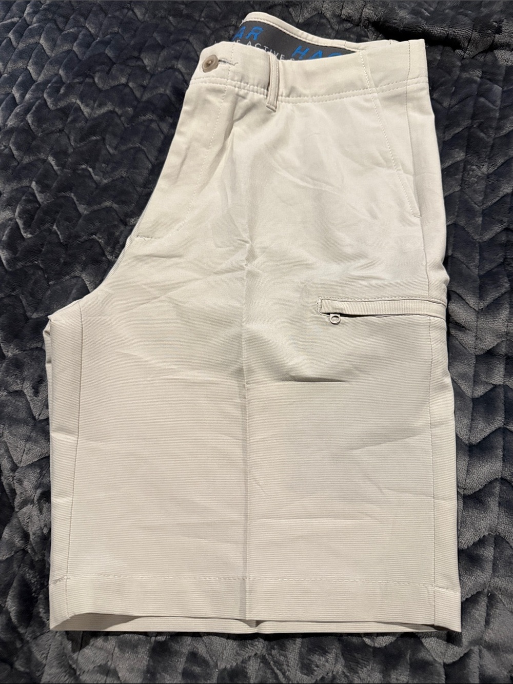 Haggar Men's Flat Front Stretch Shorts in Light Khaki